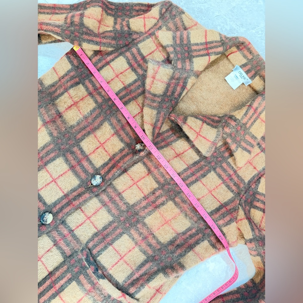 Vintage Celine Paris Plaid Wool Blend Jacket / Cardigan - Picture 10 of 12